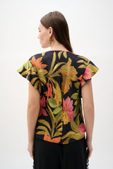 Joseph Ribkoff Satin Tropical Print Top