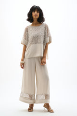Joseph Ribkoff Sequined Mesh and Gauze Boxy Top