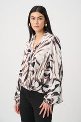 Joseph Ribkoff Satin Animal Print Draped Top