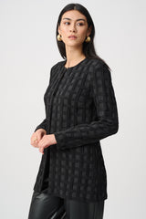 Joseph Ribkoff Textured Jacquard Collarless Jacket
