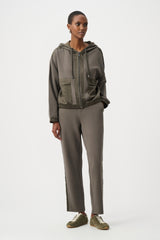 Joseph Ribkoff Scuba Jersey & Satin Hooded Jacket
