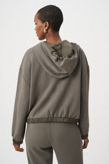 Joseph Ribkoff Scuba Jersey & Satin Hooded Jacket