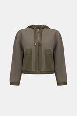 Joseph Ribkoff Scuba Jersey & Satin Hooded Jacket