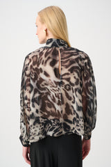 Joseph Ribkoff Chiffon Animal Print Boxy Top