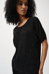 Joseph Ribkoff Metallic Knitted Rhinestone Top