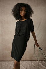 Joseph Ribkoff Metallic Knitted Rhinestone Top
