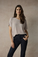 Joseph Ribkoff Metallic Knitted Rhinestone Top