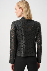 Joseph Ribkoff Foiled Faux Suede And Mesh Jacket