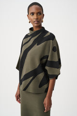 Joseph Ribkoff Abstract Funnel Neck Sweater