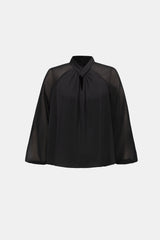 Joseph Ribkoff Satin Top With Chiffon Sleeves
