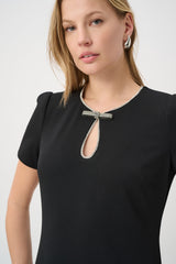 Joseph Ribkoff Embellished Bow Neckline Dress