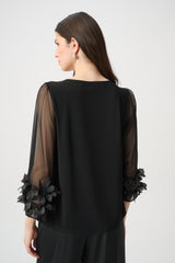 Joseph Ribkoff Embellished Bell Sleeve Top