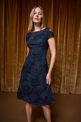 Joseph Ribkoff Embroideered Swirl Flare Dress