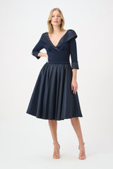 Joseph Ribkoff V-Neck Lapel Fit & Flare Dress