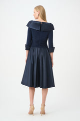 Joseph Ribkoff V-Neck Lapel Fit & Flare Dress