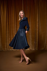 Joseph Ribkoff V-Neck Lapel Fit & Flare Dress