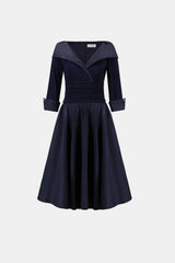 Joseph Ribkoff V-Neck Lapel Fit & Flare Dress
