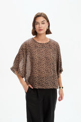Tirelli Wide Sleeve Sheer Print Top