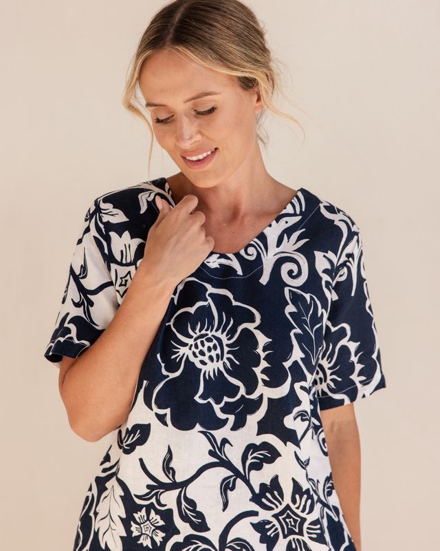 See Saw 100% Linen V Neck Dress
