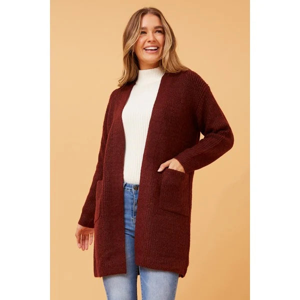 Caroline Morgan Solid Knit Cardigan