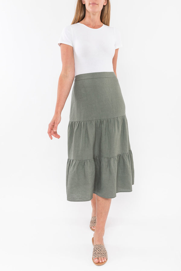 Jump Clothing Tiered Linen Skirt