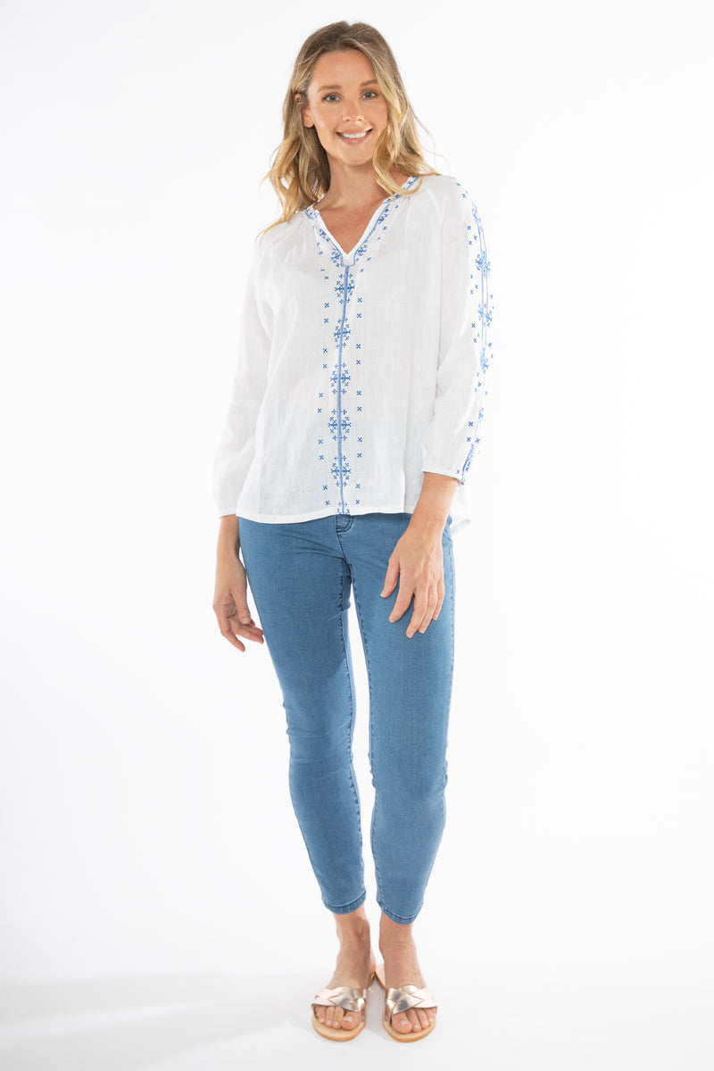 Jump Embroidered Linen Top