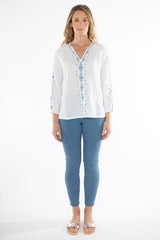 Jump Embroidered Linen Top