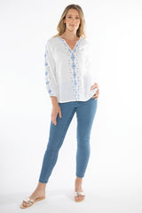 Jump Embroidered Linen Top