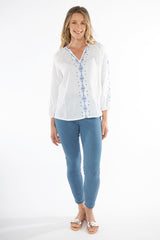 Jump Embroidered Linen Top