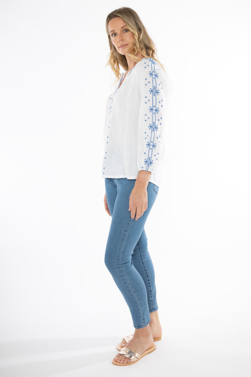 Jump Embroidered Linen Top