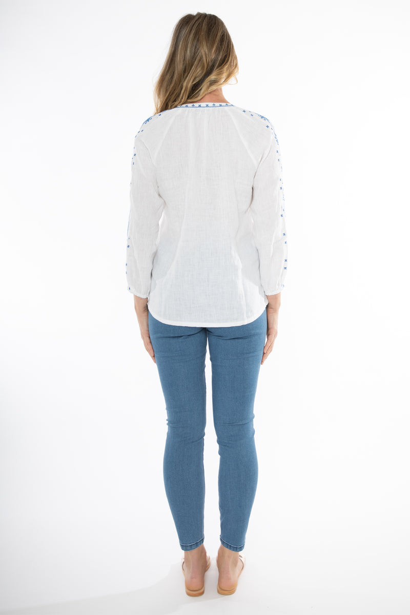 Jump Embroidered Linen Top