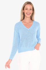 Jump V Neck Tape Yarn Pullover