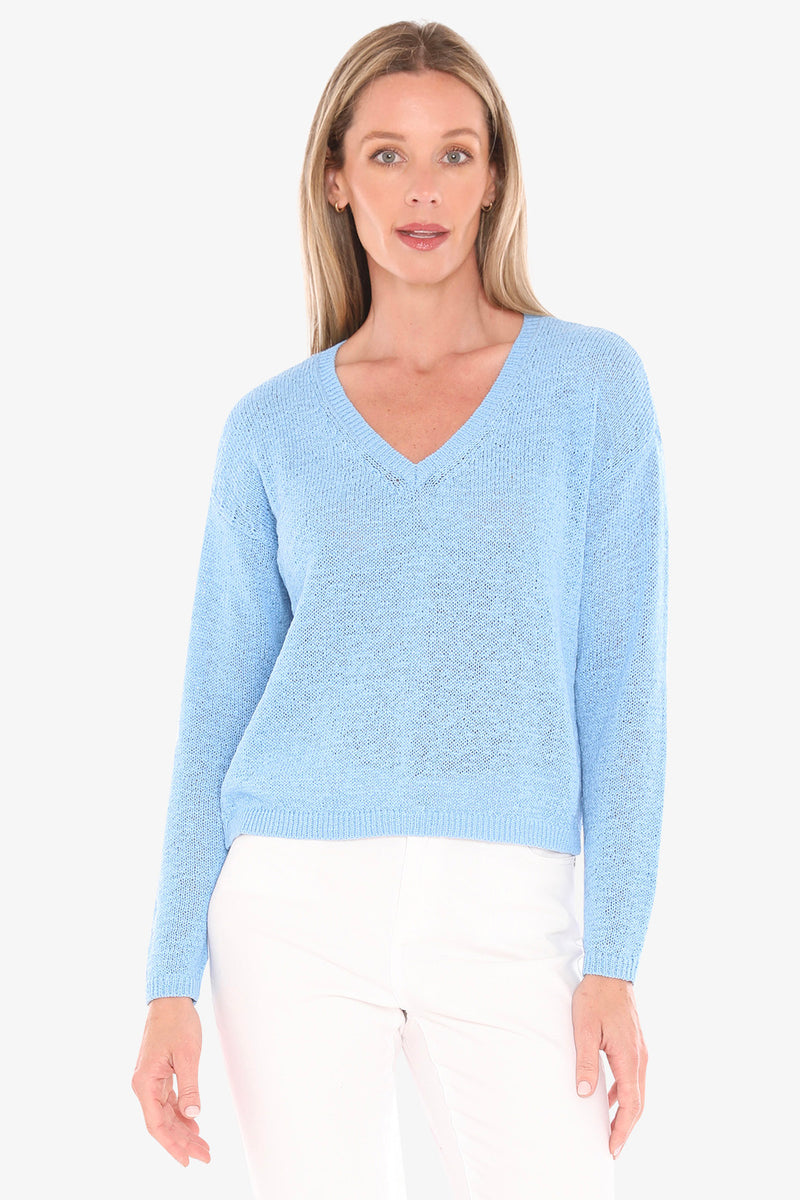 Jump V Neck Tape Yarn Pullover