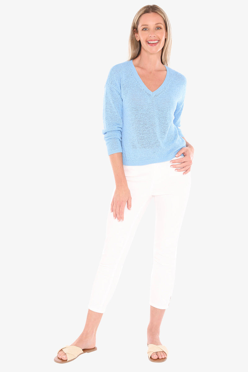 Jump V Neck Tape Yarn Pullover