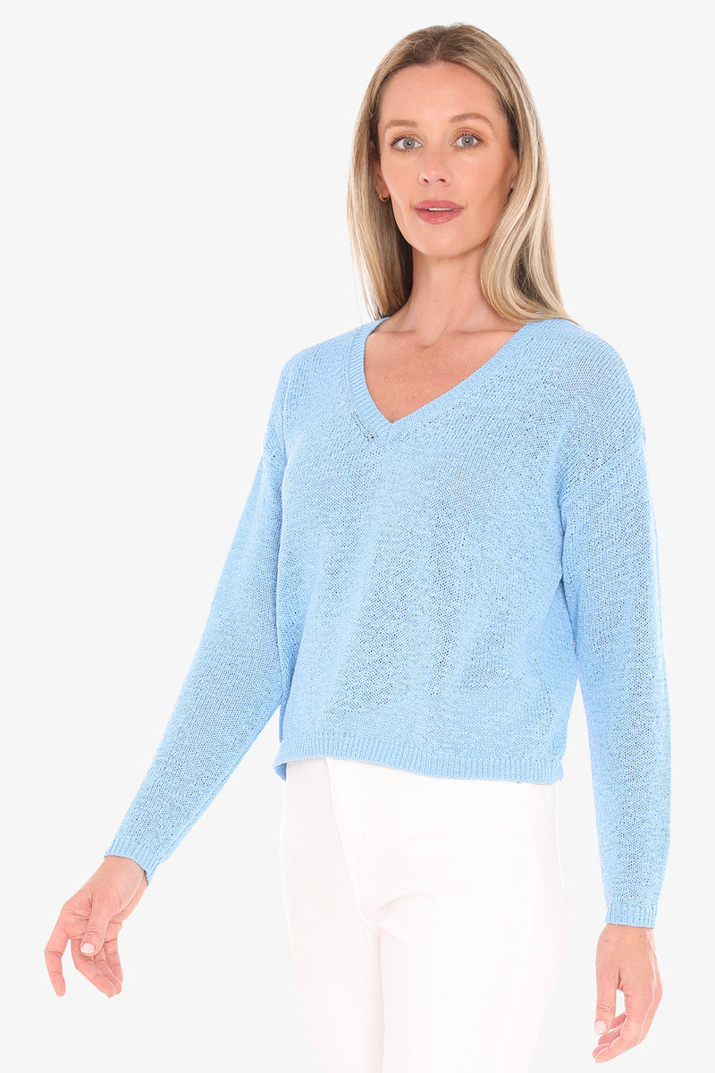 Jump V Neck Tape Yarn Pullover