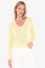 Jump V Neck Tape Yarn Pullover