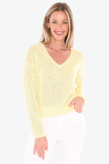 Jump V Neck Tape Yarn Pullover