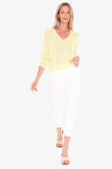 Jump V Neck Tape Yarn Pullover