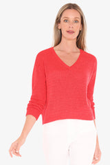 Jump V Neck Tape Yarn Pullover