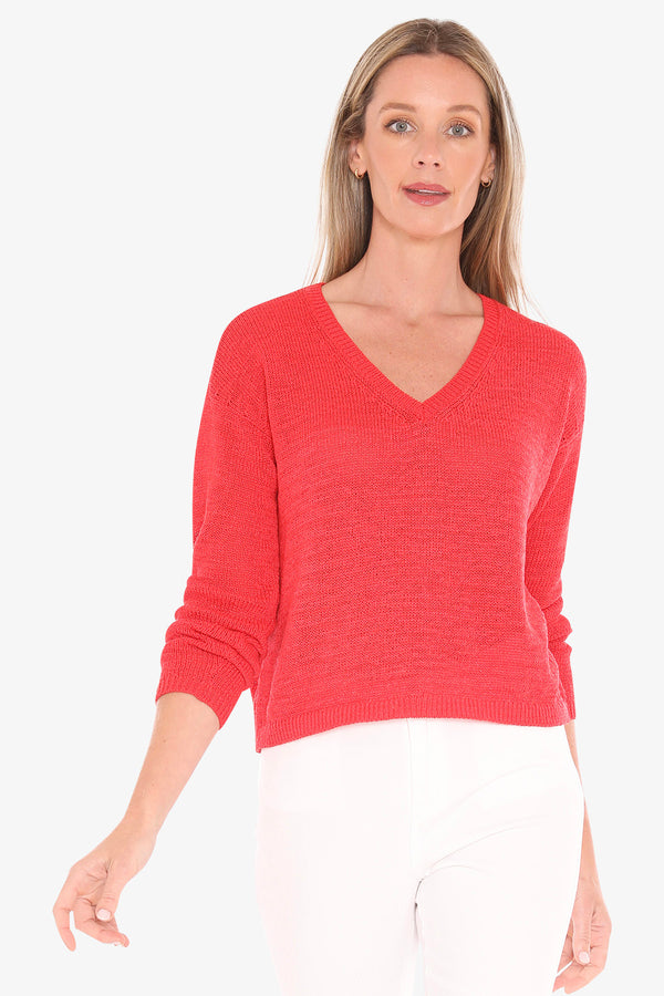 Jump V Neck Tape Yarn Pullover