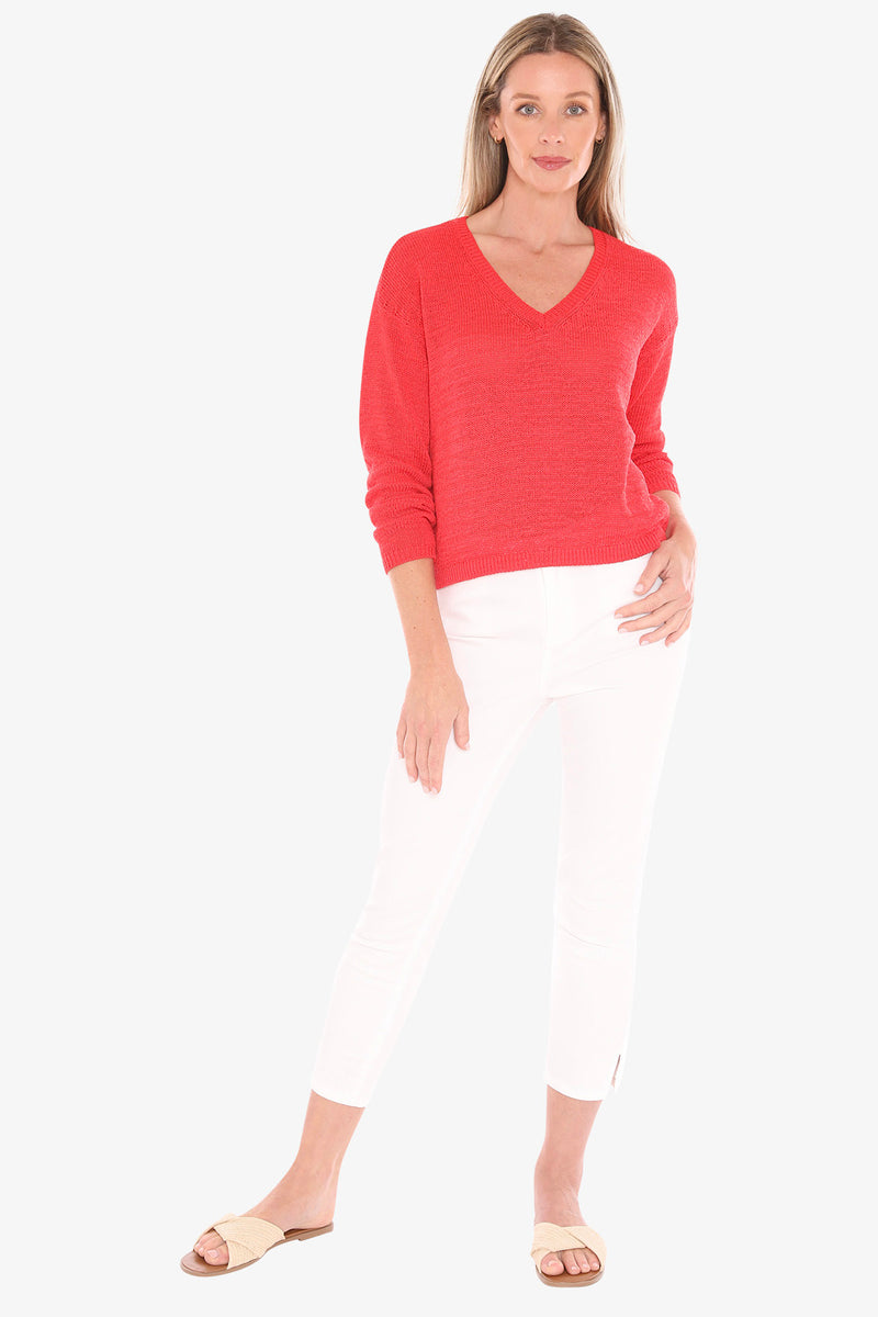 Jump V Neck Tape Yarn Pullover