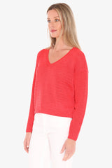 Jump V Neck Tape Yarn Pullover