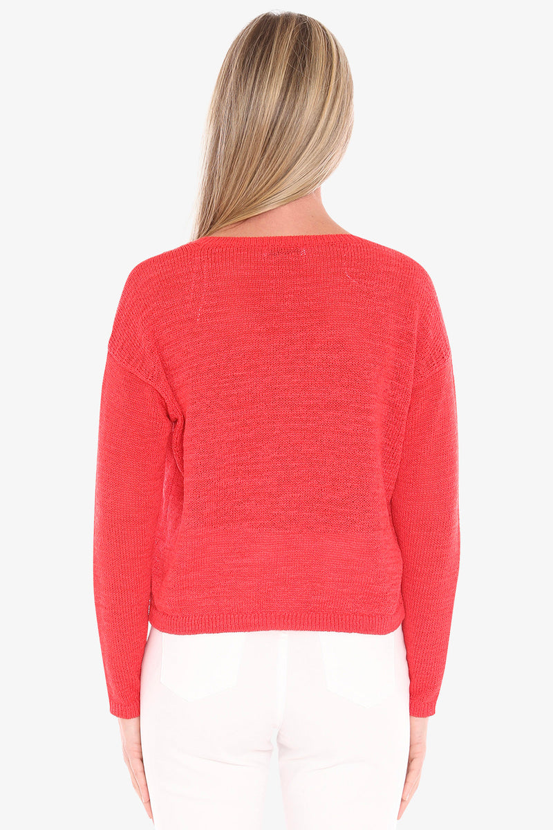 Jump V Neck Tape Yarn Pullover