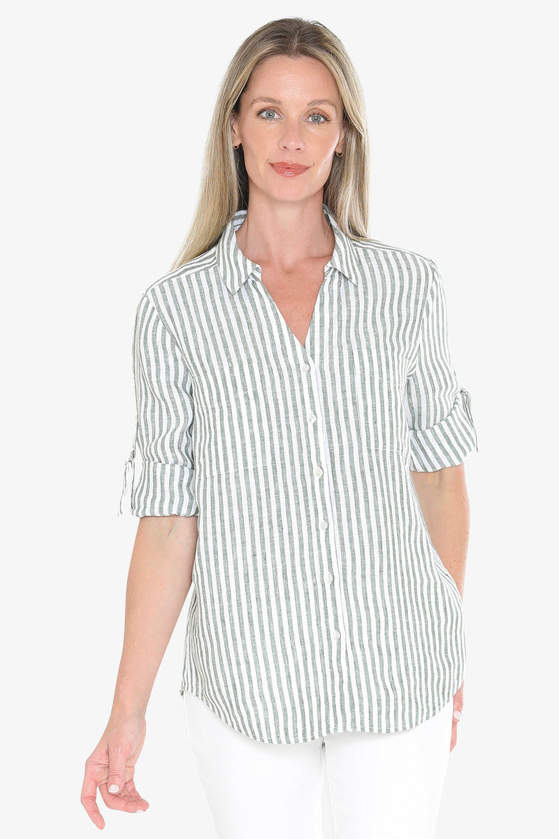 Jump Stripe Linen Shirt