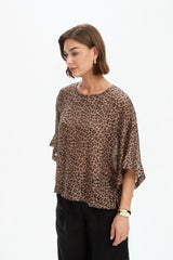 Tirelli Wide Sleeve Sheer Print Top