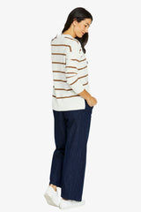 Jump Stripe V Neck Pullover