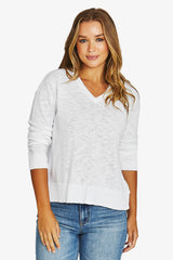 Jump V Neck Slub Pullover