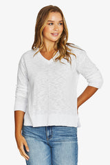 Jump V Neck Slub Pullover