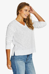 Jump V Neck Slub Pullover
