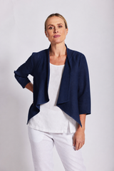 See Saw 100% Linen 3/4 Open Drape Jacket